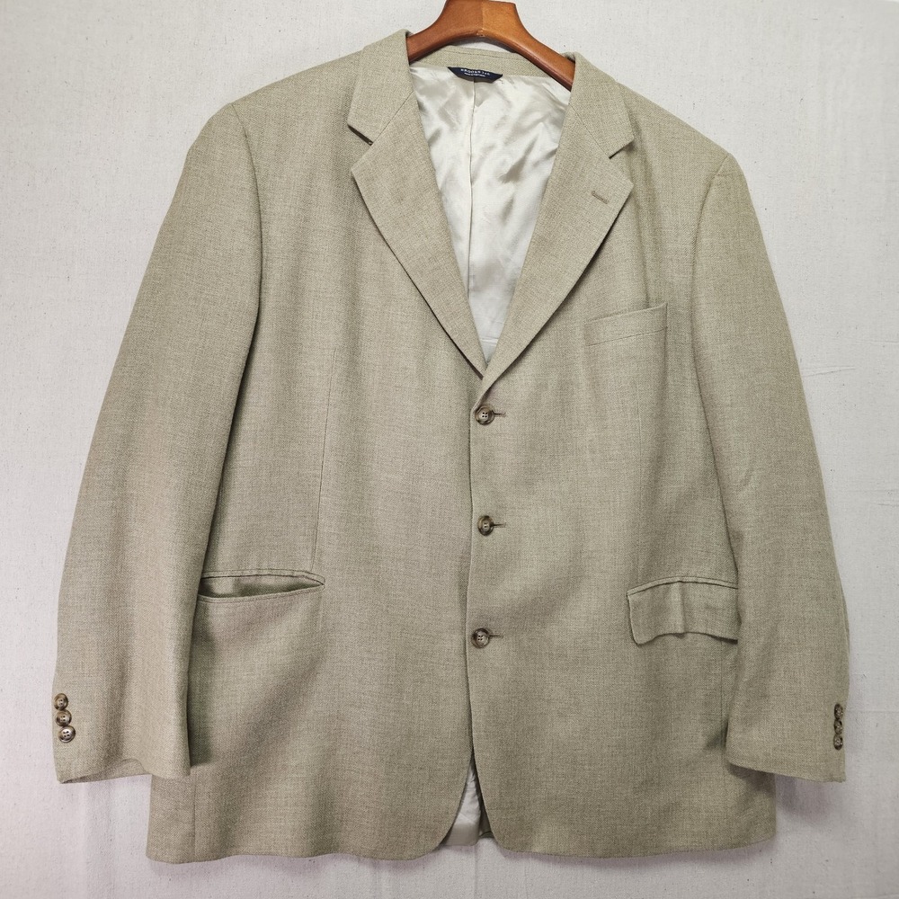 Brooks Brothers 346 Men's 50L Blazer Tan Wool Silk Blend Sport‎ Coat Vtg Luxury